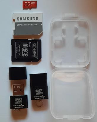 kit 4× adattatori microSD->USB + custodia