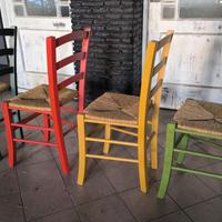 sedie colorate  legno