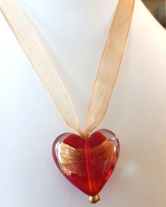 2 collane vetro di Murano cuore – artigianale