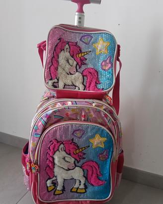 Zaino con porta pranzo con rotelle 