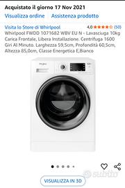lavasciuga whirpool 10kg 