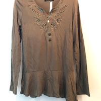 Maglia a tunica in cotone verde militare. Tg.Unic