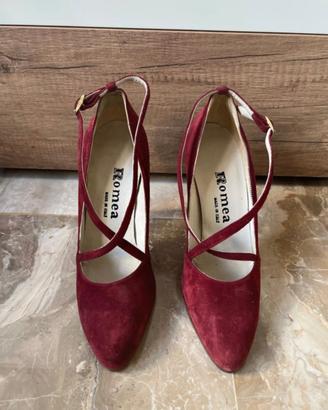 Scarpe donna velluto vinaccia n. 37,5
