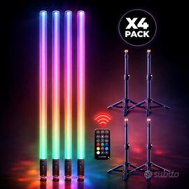LUXCEO 4 Barre LED RGB 85 cm con stativi