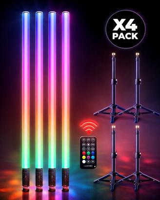 LUXCEO 4 Barre LED RGB 85 cm con stativi