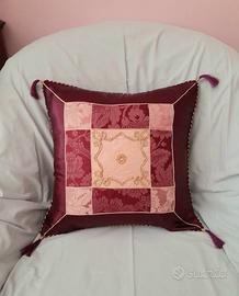 Federa copricuscino artigianale,patchwork seta