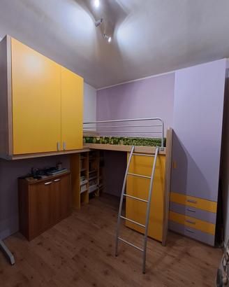 Cameretta soppalco colorata moderna bimbi ragazzi