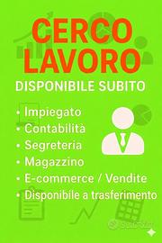 sono impiegato cerc.o lavoro in zona