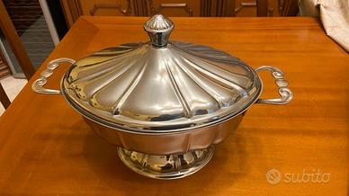 Piatto da portata in acciaio inox con coperchio