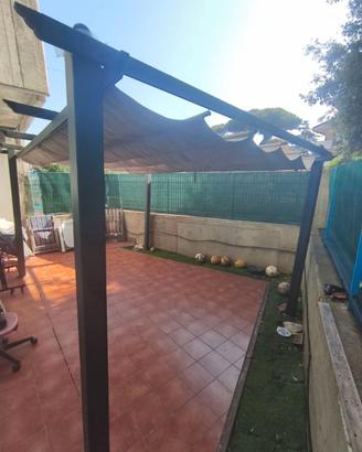 Gazebo Pergola 3x4 con telo grigio retrattile