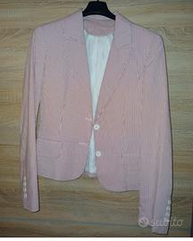 Giacca bianca a righe rosse