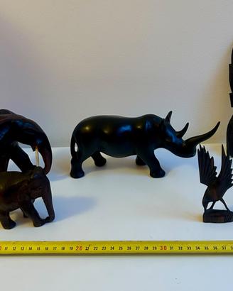 Lotto 5 animali in legno vintage