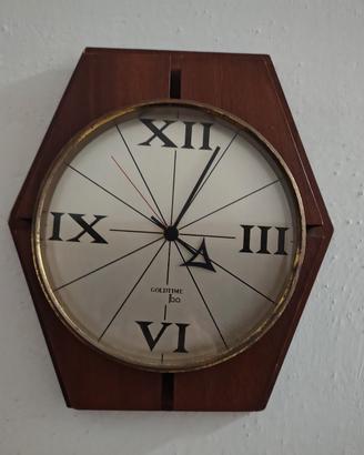 Orologio da parete vintage esagonale in legno