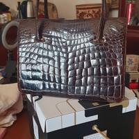 borsa in coccodrillo  marrone vintage anni 50