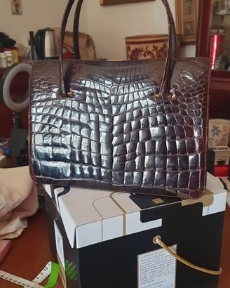 borsa in coccodrillo  marrone vintage anni 50