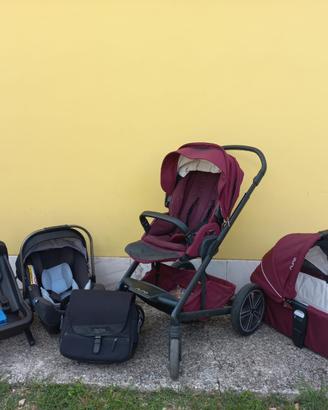 Trio Nuna Mixx Next borgogna + base Isofix + borsa