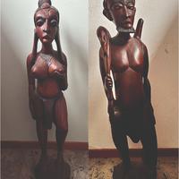 Coppia statue africane in legno massello- XX sec.