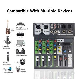 Mixer professionale Bt-Usb e scheda audio a 4C