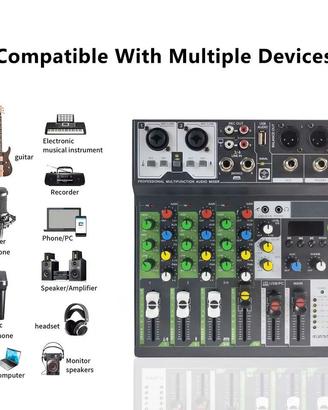Mixer professionale Bt-Usb e scheda audio a 4C