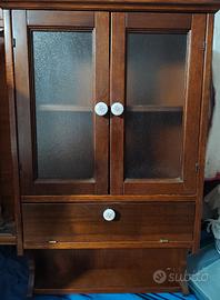 Mobiletto pensile vetrina in legno arte povera 