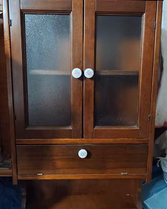 Mobiletto pensile vetrina in legno arte povera 