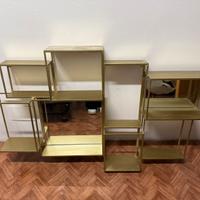 Mensola da parete oro con specchi