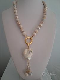 collana di perle naturali e ciondolo di perla scar