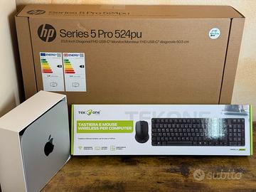 SETUP DESK CON MAC MINI M1 + MONITOR HP S5 NUOVO