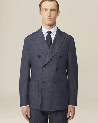 Giacca Uomo Doppiopetto Blu Denim 50 Doppelganger