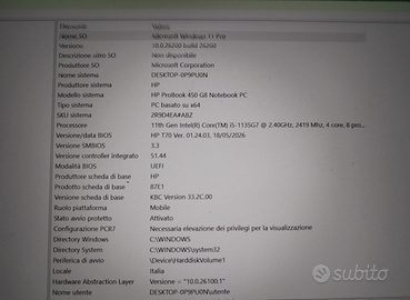 PC Hp Probook 450 G8 I5-1135G7 (8GB GB Ram)