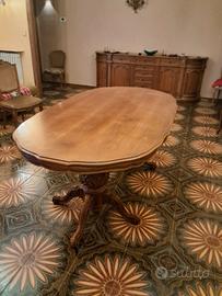 tavolo in legno massello noce con 6 sedie