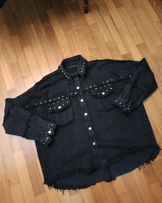Giacca in Jeans Nero con Borchie Zara Woman