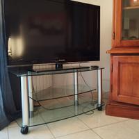 Tavolino Porta TV / Audio in Vetro e Metallo