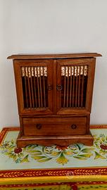 Antico mobiletto cassettiera in legno 