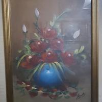 Quadro con dipinto di natura morta olio su tela