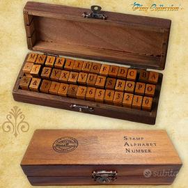 Timbri Legno stile vintage Lettere Numeri Stampini