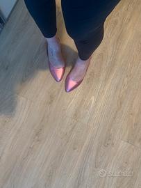 Ballerine 3Chic in cuoio rosa e platino