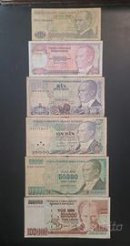 LOTTO 6 BANCONOTE LIRE TURCHIA