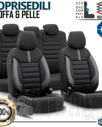 COPRISEDILI Auto in Pelle e Tessuto Cuciture Blu
