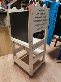 Torre Montessoriana Learning Tower in legno bianco