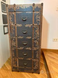 Cassettiera vintage shabby chic 5 cassetti