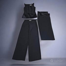 Set coordinato elegante 3 pezzi nero in raso
