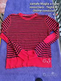 santafe maglia a righe rosso e nera donna taglia m