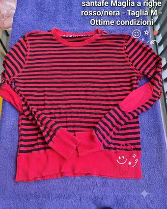 santafe maglia a righe rosso e nera donna taglia m