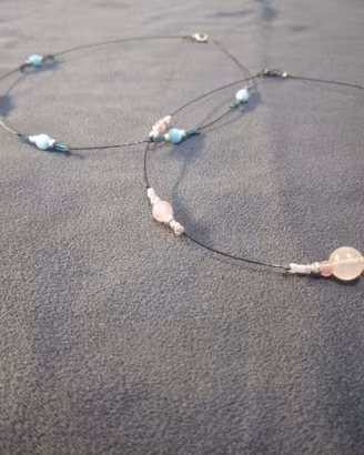 Coppia Collane "girocollo" con perle Blu e Rosa