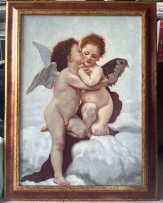 CARLO MONZANI Amore e Psiche Bambini olio su tela
