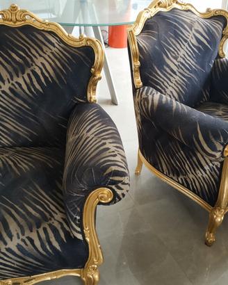 POLTRONE COPPIA moda' Prince foglia oro cavallino