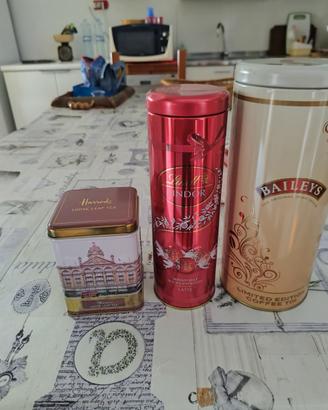 3 barattoli di latta vintage 