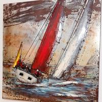 Quadro in metallo, materico,  100x100 