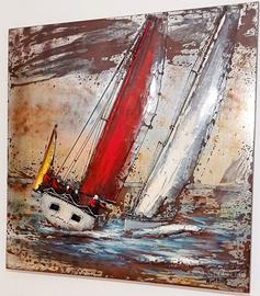 Quadro in metallo, materico,  100x100 